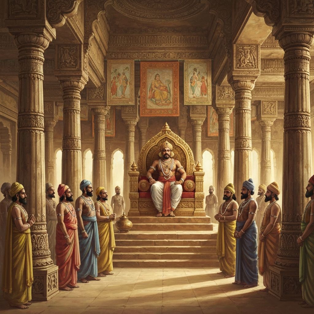 Historical illustration of Chandragupta Maurya's court at Pataliputra